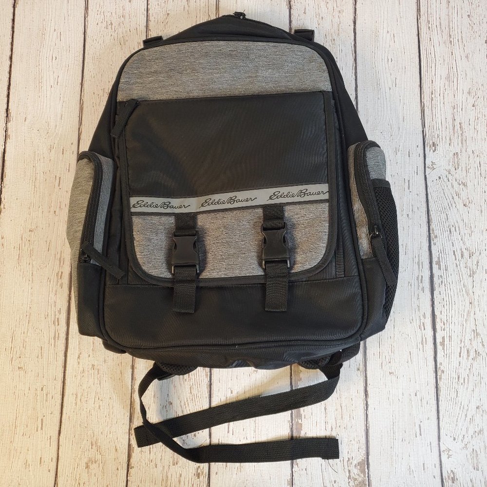 Eddie Bauer Atlas Backpack Black with Insulated side pouch, Magnetic closure